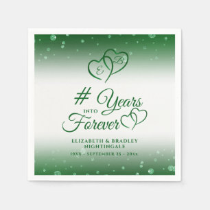 Emerald Anniversary Hearts YEARS INTO FOREVER Napkin