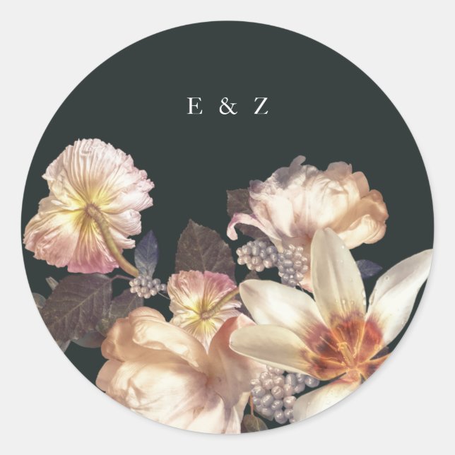 Emerald Antique Vintage Wedding Classic Round Sticker (Front)