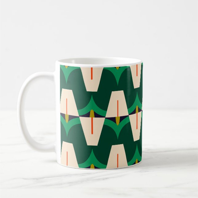 Emerald Arc Modern Green Geometric Pattern Mug (Left)