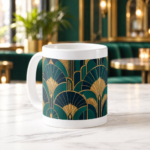 Emerald Art Deco Fan Pattern Mug