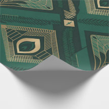Emerald Art Deco Geometric Wrapping Paper