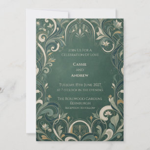 Emerald Art Deco Wedding Invitation