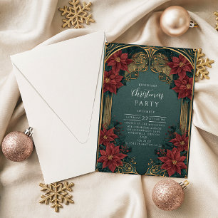 Emerald Baroque Christmas Invitation