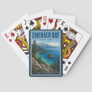 Emerald Bay State Park California Illustration Playing Cards