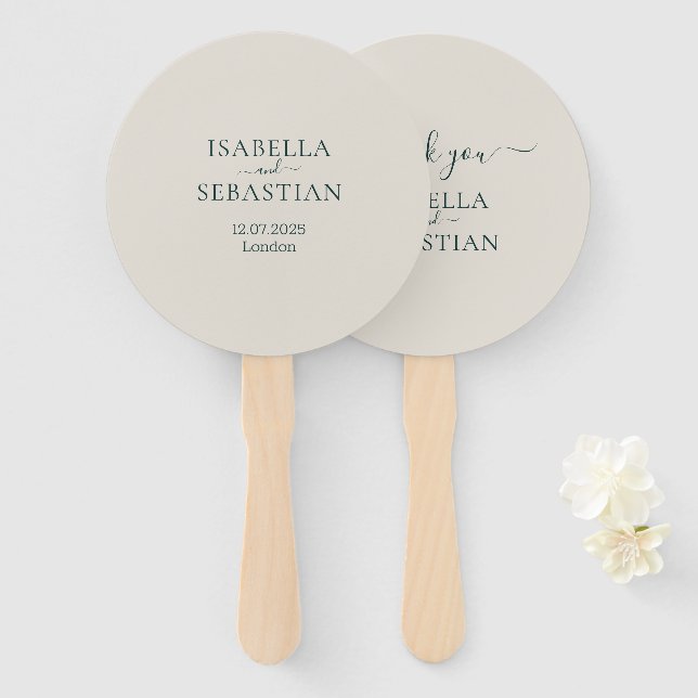Emerald Blush Wedding Hand Fan (Front and Back)