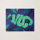 Emerald Boa Snake in a Modern Jungle Jigsaw Puzzle<br><div class="desc">Enjoy a great puzzle with this emerald boa snake in the jungle.</div>