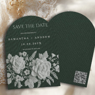 Emerald Botanical Faux Embossed Save The DaTe Invitation
