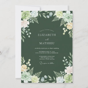 Emerald Botanical Whimsy Wedding Invitation