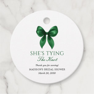 Emerald Bow She's Tying the Knot Bridal Shower Favour Tags