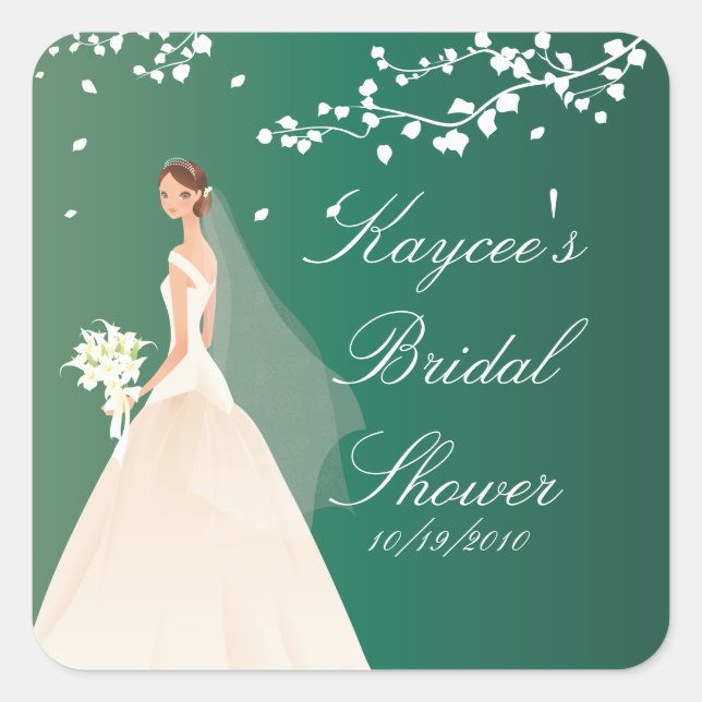 Emerald Bride Bridal Shower Square Sticker (Front)