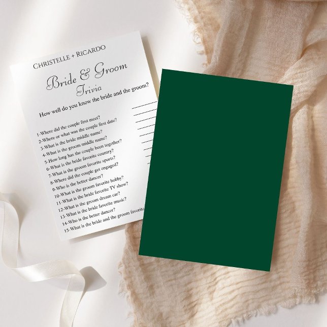 Emerald bride & groom trivia bridal shower game (Creator Uploaded)