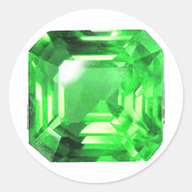 Emerald, Bright Green Classic Round Sticker (Front)