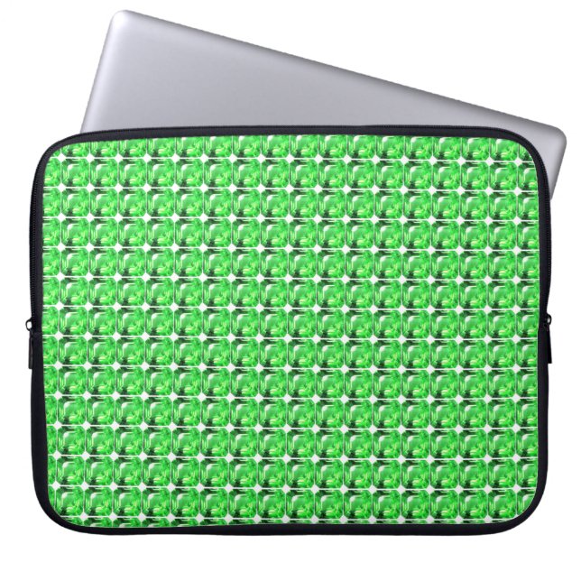 Emerald, Bright Green Laptop Sleeve (Front)