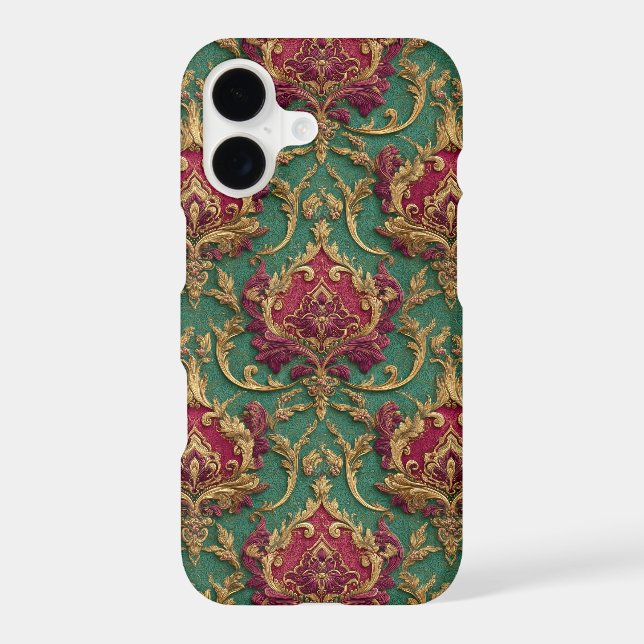 Emerald Burgundy Baroque Damask (Back)