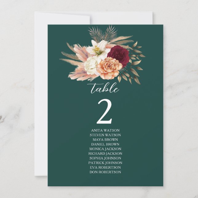 Emerald Burgundy Floral Table Seating (Front)