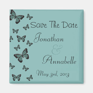 Emerald Butterflies Save The Date Personalised Magnet