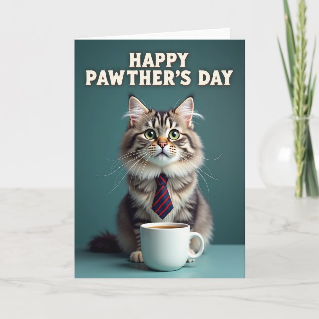 Emerald Cat Pawthers Day Card (Front)