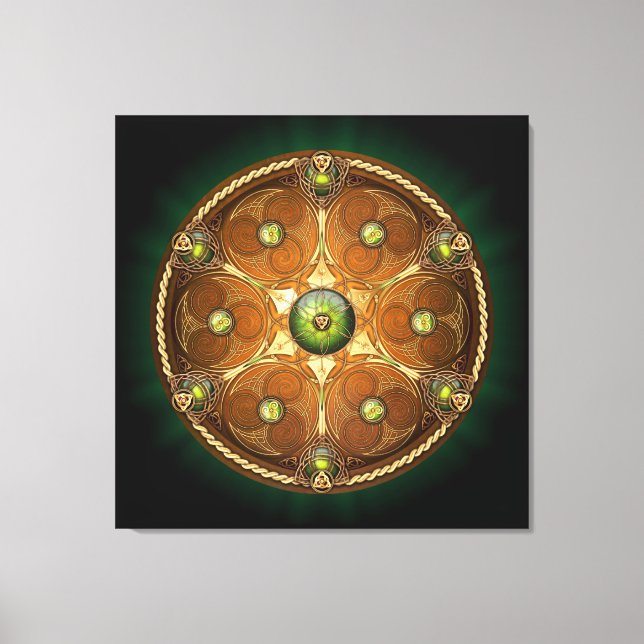 Emerald Celtic Chieftain's Shield Canvas Print (Front)