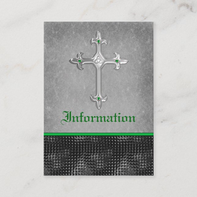 Emerald Celtic Cross Black, Grey Enclosure Card (Front)