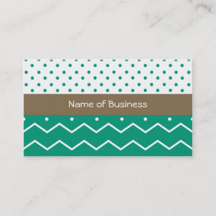 Emerald Chevrons and Polka Dots Business Card