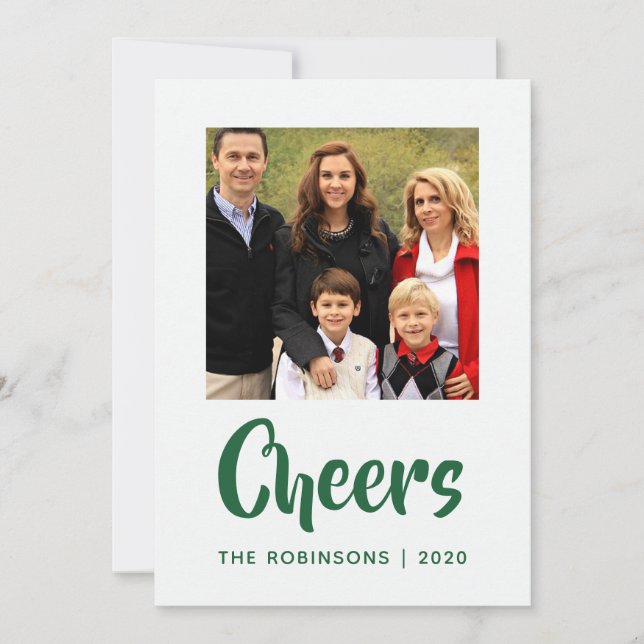 Emerald Christmas Drapery Damask Family photo Holiday Card (Front)