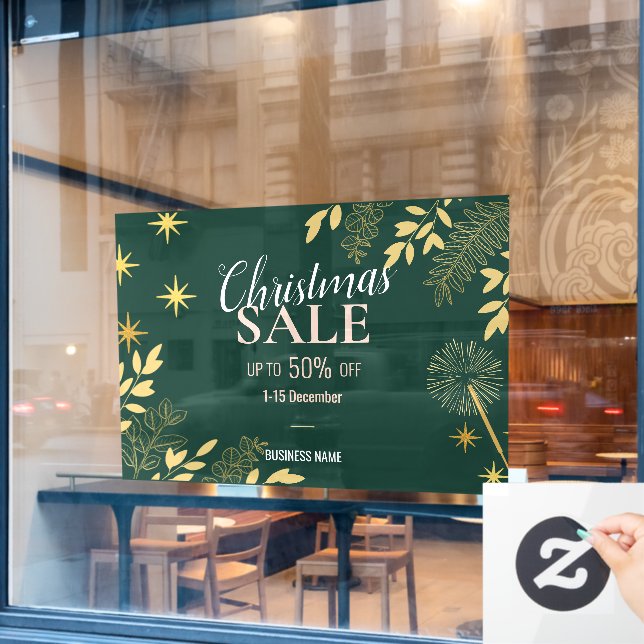 Emerald Christmas Sale Business Promotional Window Cling (Cafe Window)