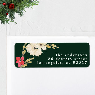 emerald classic watercolor floral Return Address