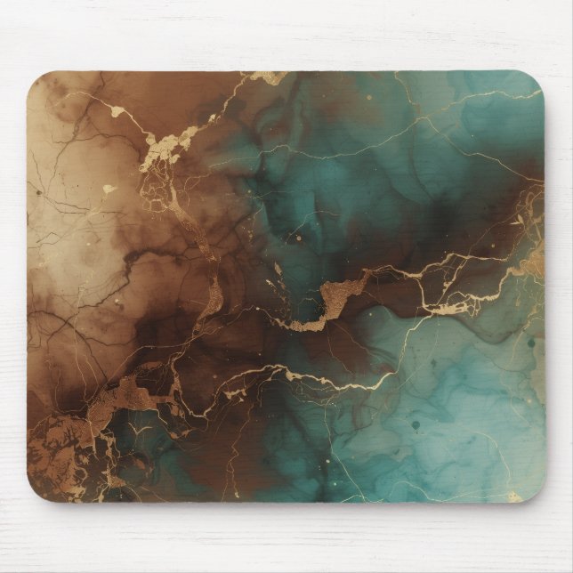 Emerald Copper Marble Luxe Mousepad (Front)