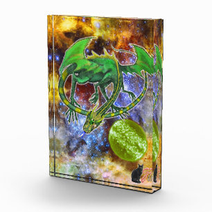 Emerald Cosmic Dragon Acrylic Block