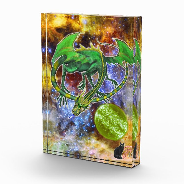 Emerald Cosmic Dragon Acrylic Block (Right)