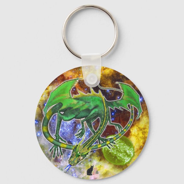 Emerald Cosmic Dragon  Key Ring (Front)