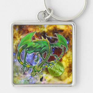 Emerald Cosmic Dragon Key Ring