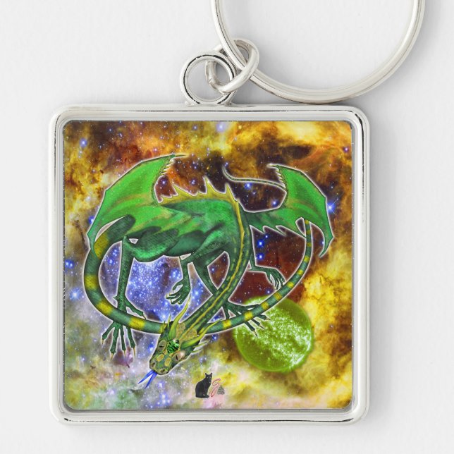 Emerald Cosmic Dragon  Key Ring (Front)