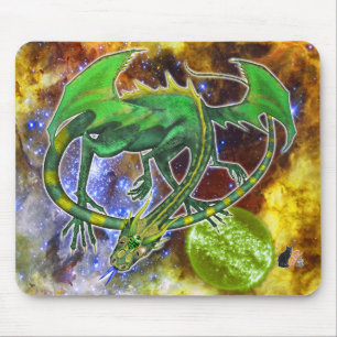 Emerald Cosmic Dragon Mouse Mat