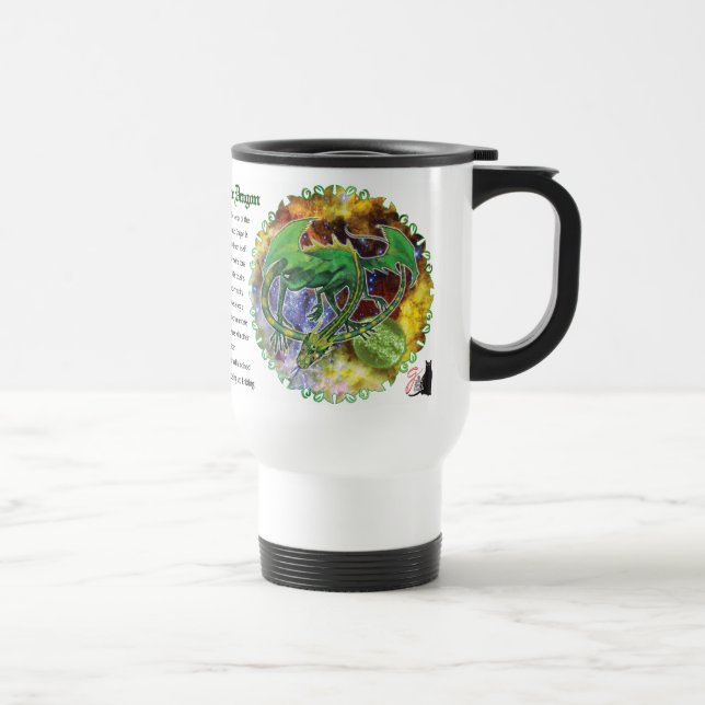 Emerald Cosmic Dragon Travel Mug (Right)