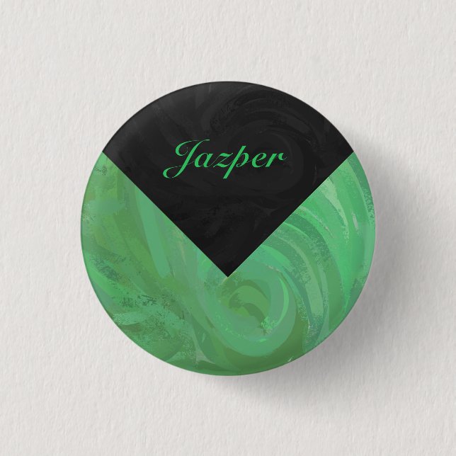 Emerald Cream and Black Monogram 3 Cm Round Badge (Front)