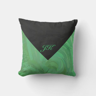 Emerald Cream and Black Monogram Cushion