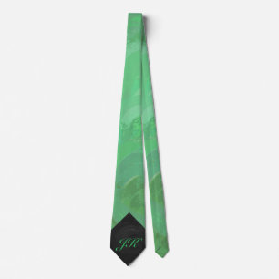 Emerald Cream and Black Monogram Tie