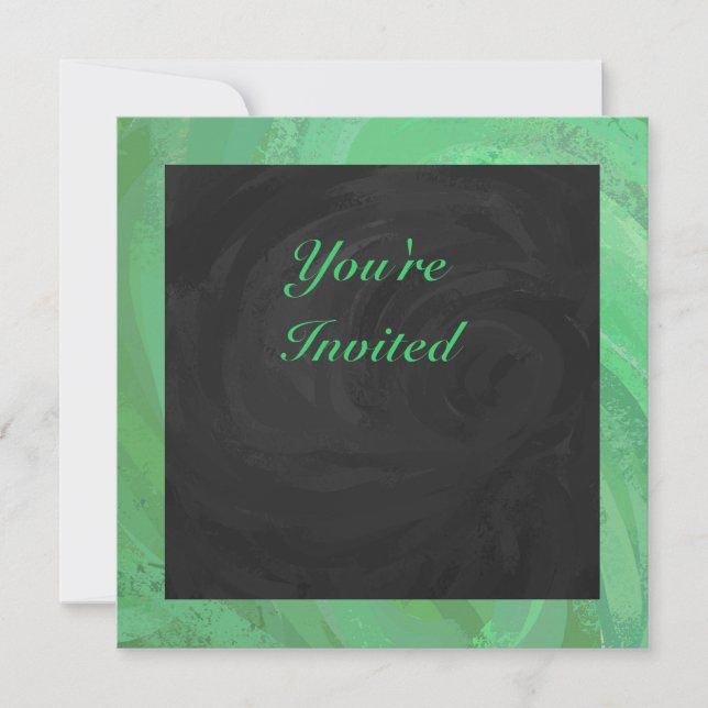 Emerald Cream and Black Party Invitation (Front)