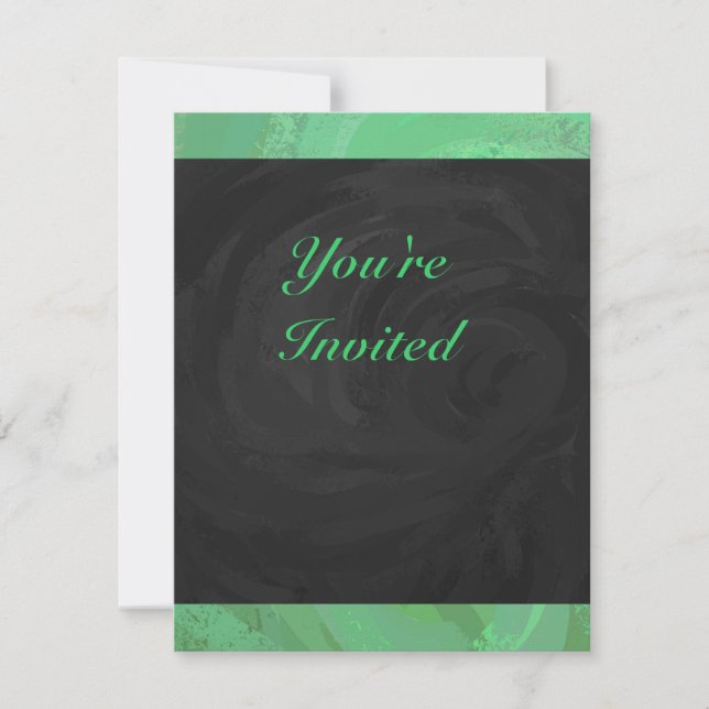 Emerald Cream and Black Party Invitation (Front)
