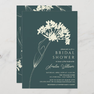 Emerald & Cream Modern Floral Bridal Shower Invitation