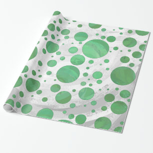 Emerald Cream Polka Dots Wrapping Paper