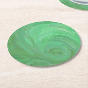 Emerald Cream Round Paper Coaster