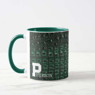 Emerald Crocodile Leather Luxury Exotic  Skin Mug