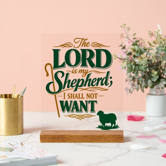 Emerald Crossing Psalm 23 VBS Church Acrylic Sign (Wedding)