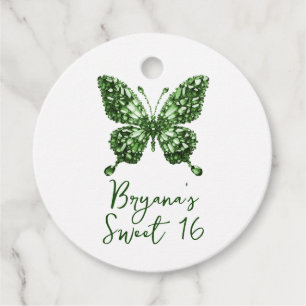 Emerald Crystal Green Butterfly May Birthstone Favour Tags