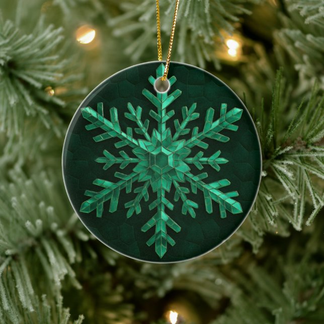 Emerald Crystal Snowflake Art Ceramic Tree Decoration (Tree)