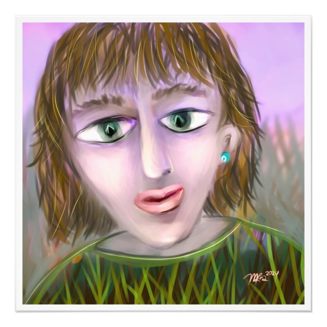 Emerald Curiosity ~ Modern Feminine Portrait Wall  Photo Print (Front)