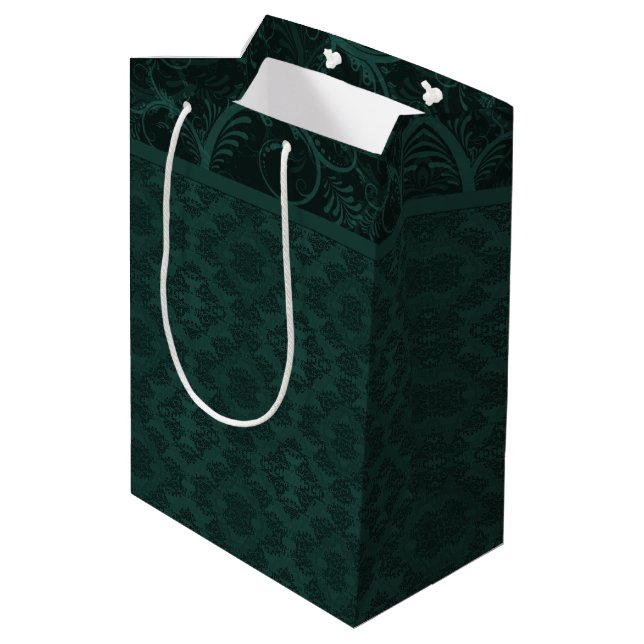 Emerald Damask Medium Gift Bag (Back Angled)