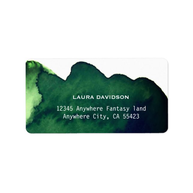 Emerald dark green watercolor minimalist abstract  label (Front)